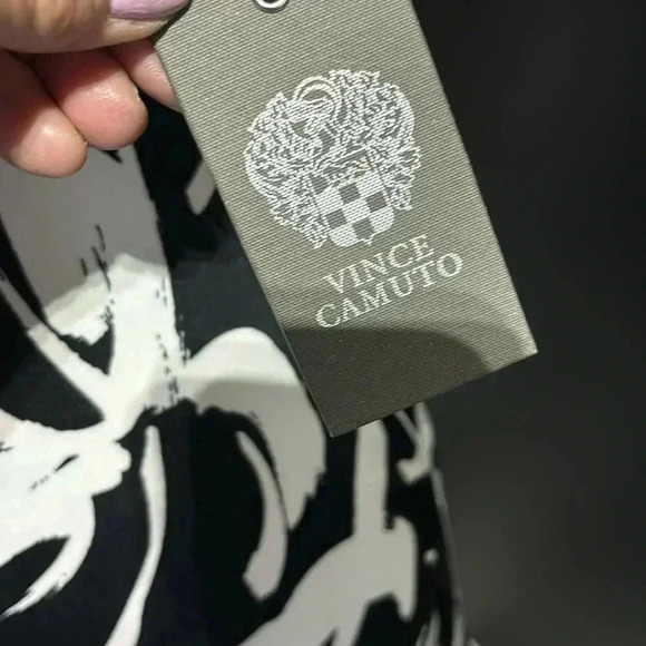 Vince Camuto Sheath midi round neck,short sleeve, 3/4 zip back, pattern - Picture 4 of 13